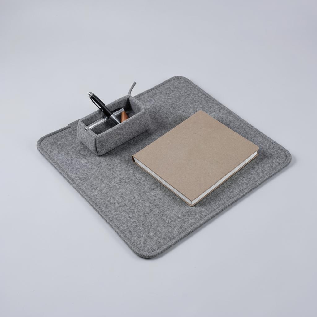 Felt Desk Mat & Pen Tray on a plain background
