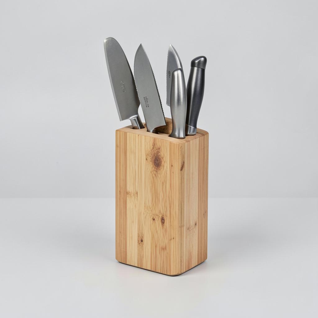 Bamboo Knife Block on a plain background