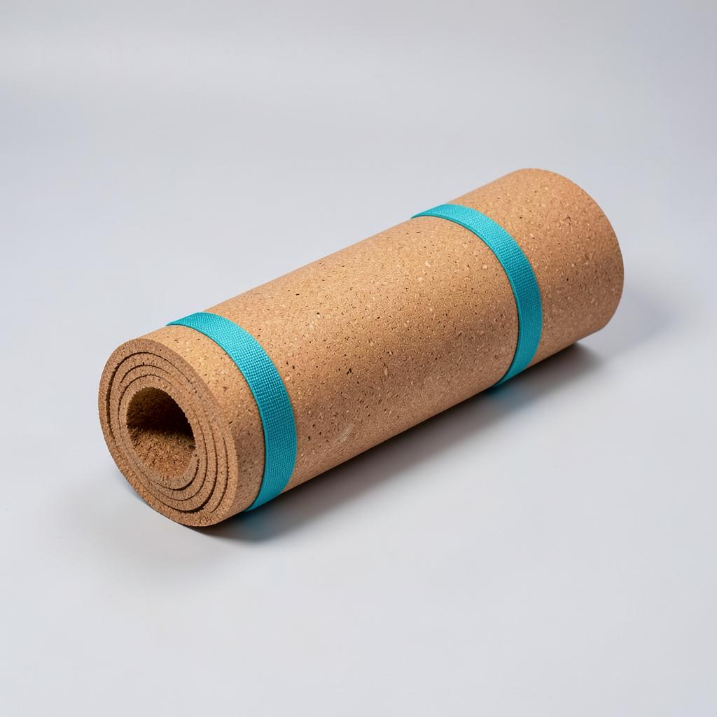 Cork Yoga Mat on a plain background